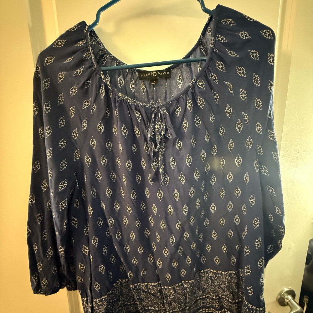 Fred David Women's Navy Patterned Blouse